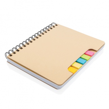 Logo trade promotional merchandise photo of: A5 Kraft spiral notebook with sticky notes